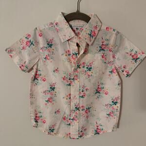Janie and Jack NWT Pink Floral Short Sleeve Button Down Size 2T